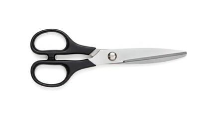 Black handle scissors isolated on white background
