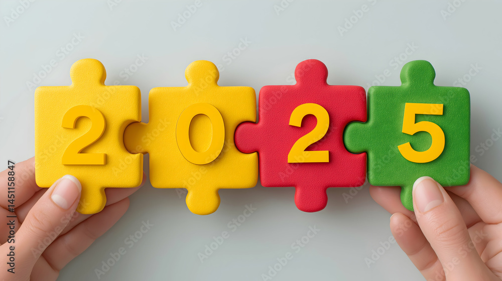 Poster hands connect colorful puzzle pieces displaying the numbers 