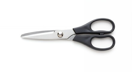 Fototapeta premium Black plastic handed metal scissors
