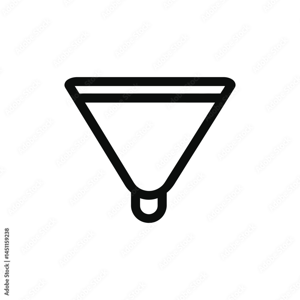 Poster simple black funnel icon with two top lines on transparent background
