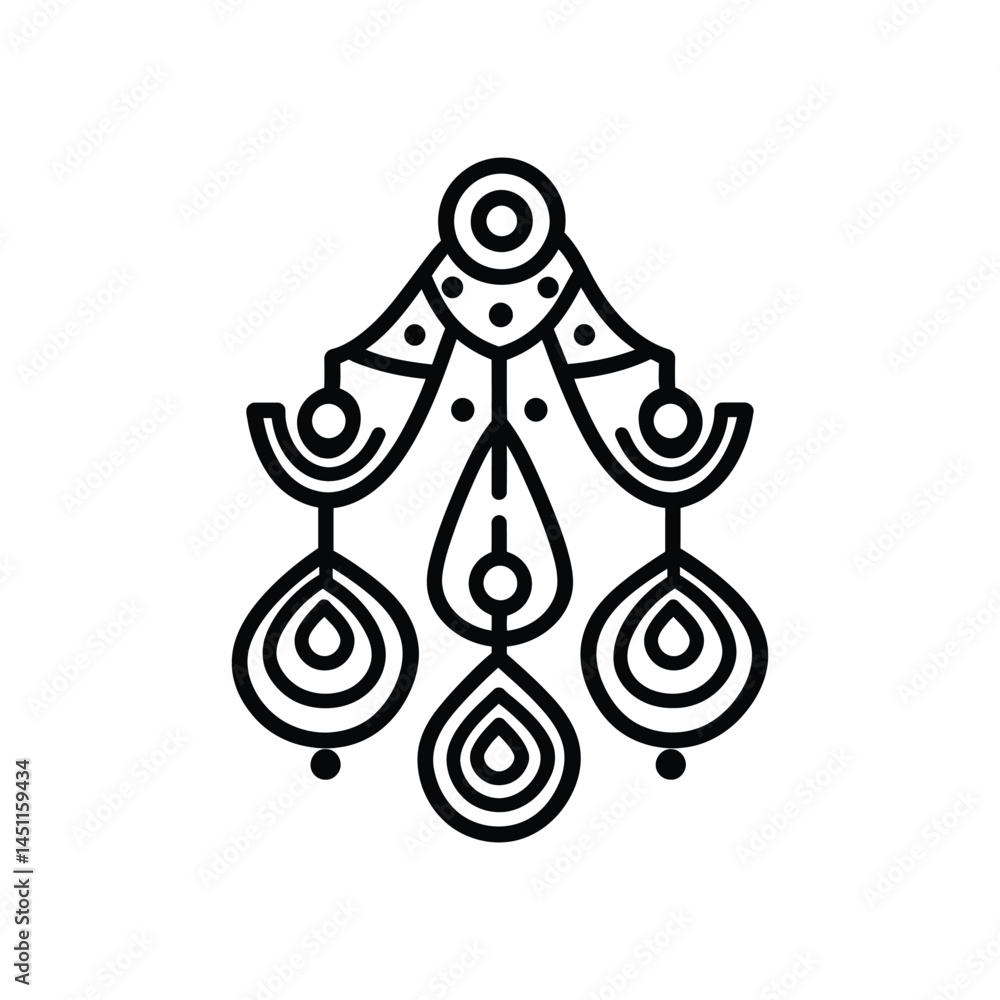 Aufkleber simple black line art design with abstract geometric shape on transparent background