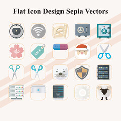 Flat Icon Design Sepia Vectors
