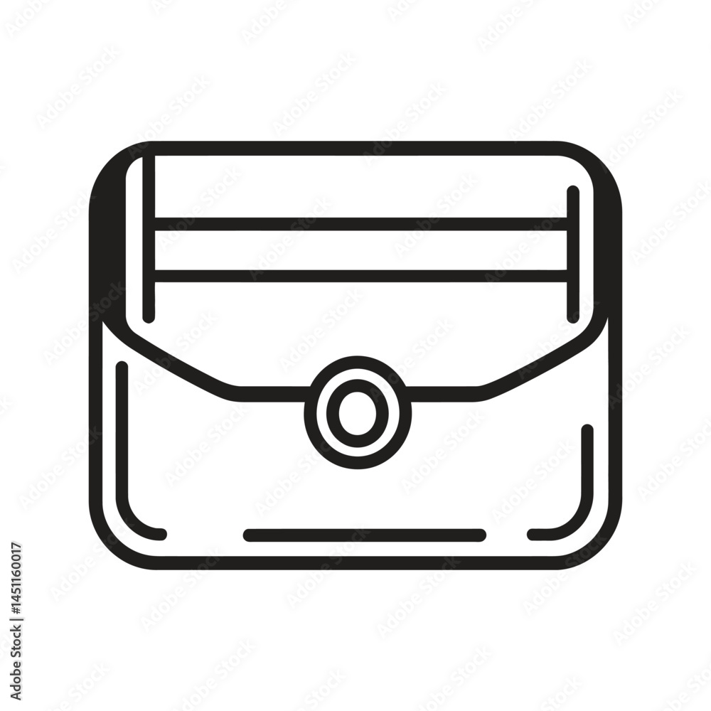 Poster simple black outline of rectangular bag with rounded corners and button detail