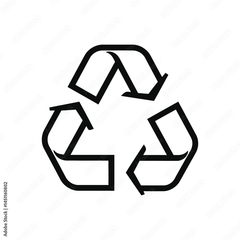 Poster simple black recycle symbol isolated with arrows on transparent background