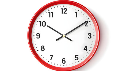 Contemporary Modern Wall Clock on White Background, Timepiece Decor for Home or Office Interior Design Concepts