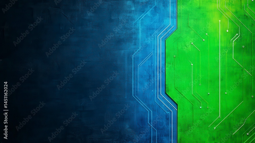 Poster abstract technology background showcasing a modern digital circuit design with contrasting colors an