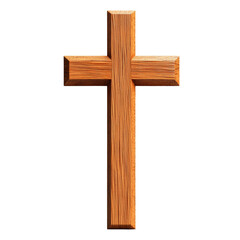 Wooden cross on white background