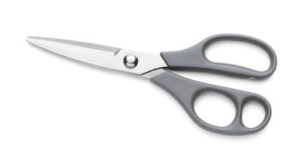Gray kitchen shears close up