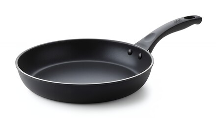 Isolated black frying pan on white background culinary kitchen utensil