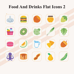Food and Drinks Flat Icon Set