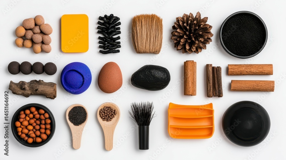 Poster a vibrant collection of diverse textures and colors found in an artistic arrangement of natural and 