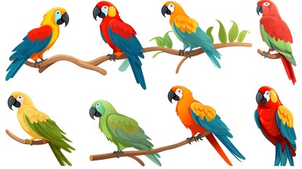 Fototapeta premium Colorful Tropical Parrot Feathers and Wings Set for Tropical Bird Lovers