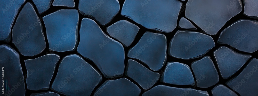 Poster textured surface of irregular stones showcasing a mesmerizing interplay of deep blues and dark shade