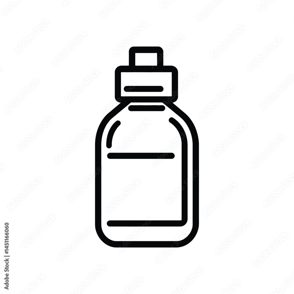 Poster simple outline bottle icon vector with transparent background, clean line art style