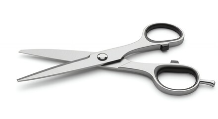 Silver hairdressing scissors isolated on white background