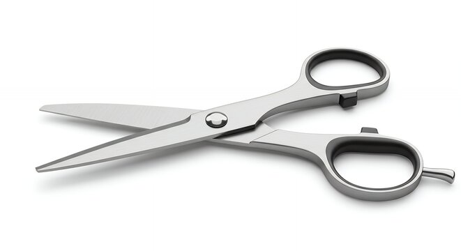 Silver hairdressing scissors isolated on white background