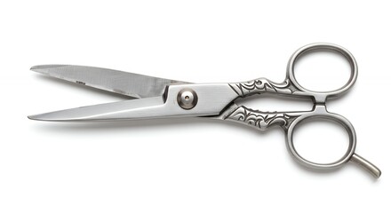 Stylish metal hair scissors close up