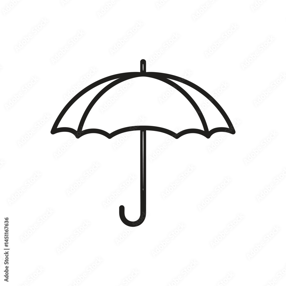 Poster simple outline umbrella icon with transparent background and clean design style