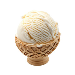 Creamy vanilla ice cream served in a detailed waffle bowl