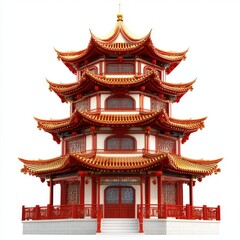 Red and gold pagoda asian architecture