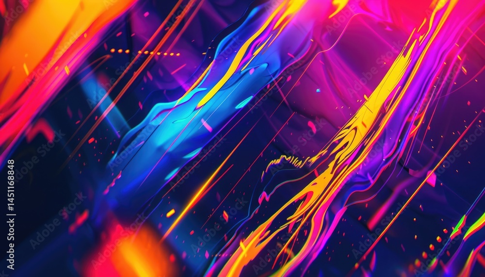 Poster abstract digital shape or line and technological cyber style particle design connect in surreal elec