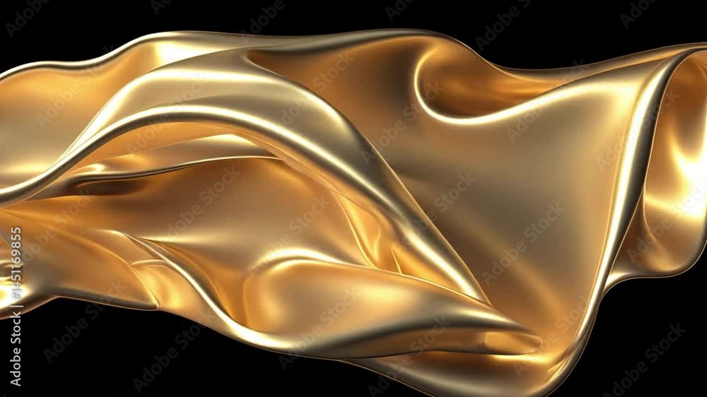 Poster elegant flowing gold fabric shiny abstract design showcasing smooth texture and luxury, capturing es
