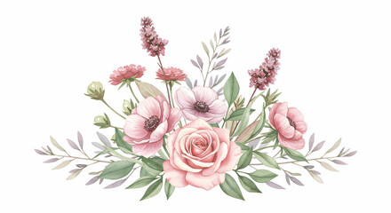 Elegant Floral Arrangement with Pink Roses and Wildflowers Design