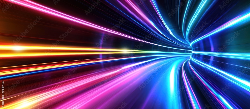 Aufkleber abstract digital data stream with vibrant neon colors tunnel effect