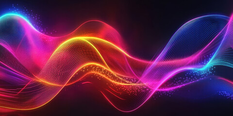 Fototapeta premium Vibrant abstract wave pattern featu colorful glowing lines and flowing motion for digital art design backgrounds and futuristic technology themes