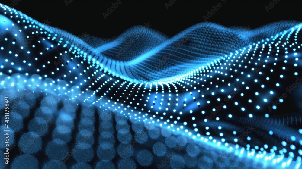 Poster abstract picture of neon light particle with digital technology style design connecting become dynam