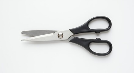 Close up of scissors on white background