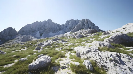 Mountain Rocks Grassy Landscape Views