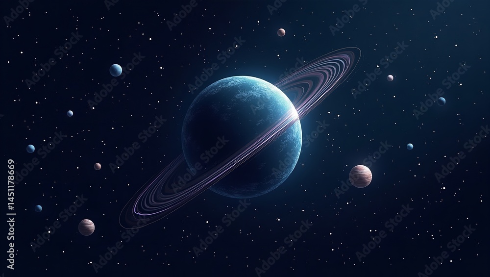 Wall mural abstract depiction of a planet in space represented.