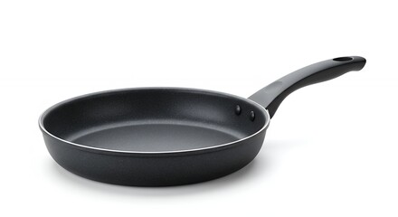 Dark gray frying pan on white background