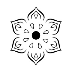 Vector simple minimalistic mandala Exploration of Form, Flow, and Balance in a Petal Mandala. Minimalist mandala outline icon with Tattoo Design with Geometric Elements. Vector illustration. Eps 10.