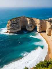 Fototapeta premium Rouche rocks in Beirut, Lebanon in the sea during daytime. Pigeon Rocks in Mediterranean sea.