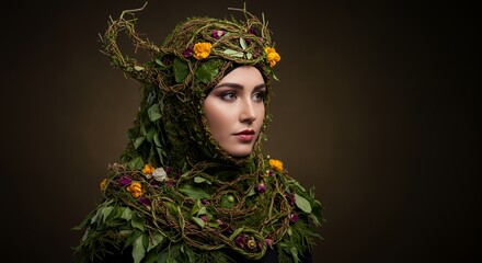 Enchanted Forest Nymph: A Woman Adorned with Nature's Beauty