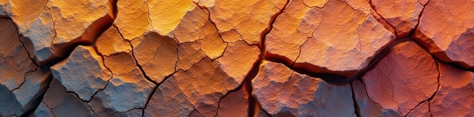 Fototapeta premium Parched, fractured rock face; uneven, brittle surface, erosion, stony