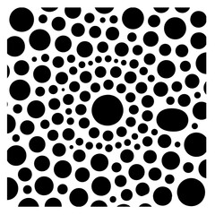 Abstract black and white polka dot pattern.  Vector illustration. Seamless background texture with circles of various sizes.