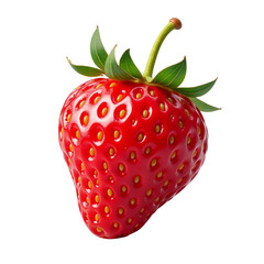 Ripe Strawberry with Leaves High-Resolution on Transparent Background