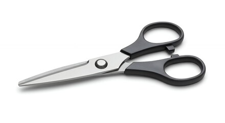 Pair of black and stainless steel scissors