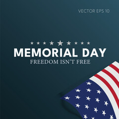 Memorial Day gray layout with freedom message and seven stars