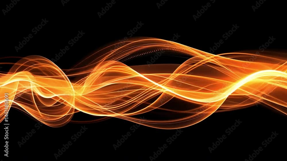 Poster abstract orange light waves dynamic energy visual effect showcasing movement and fluidity in dark ba