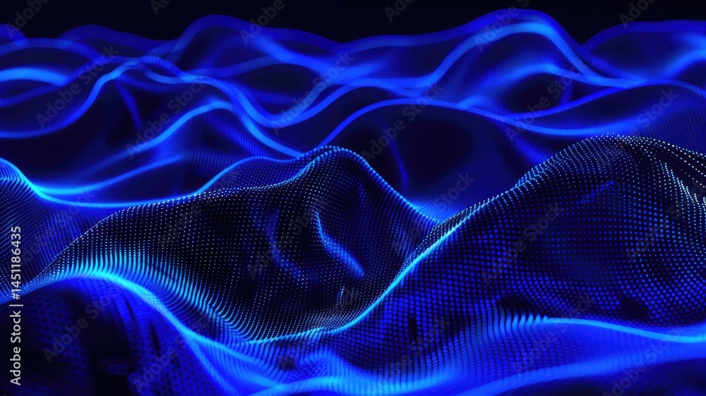 Aufkleber wonderful picture of blue light wave, sparkling particles scattered across space background, create 