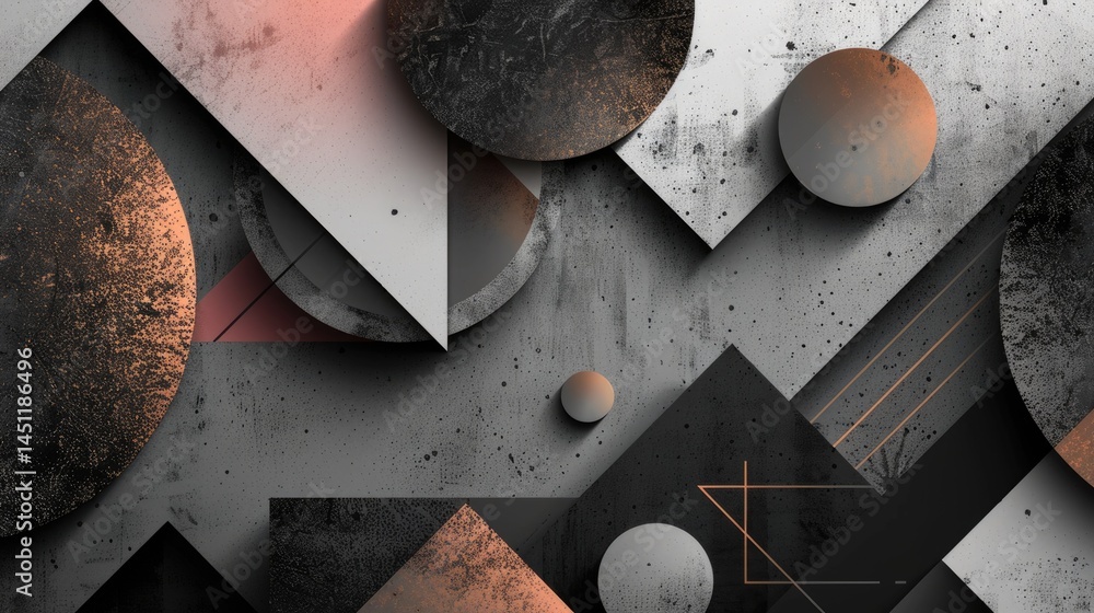 Poster abstract vibrant geometric fractal shapes on surface of contemporary design express scene of seamles