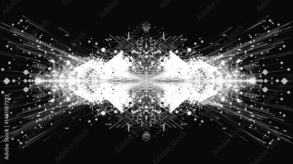 Poster abstract digital shape or line of technological cyber style particle design connect in surreal elect
