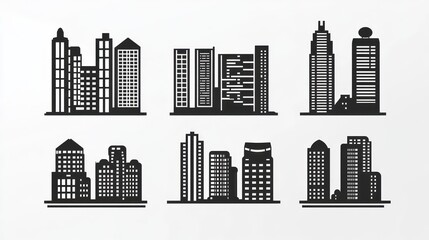 Fototapeta premium City skyline icons; urban landscape; architectural design; website graphic