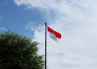 Indonesia flag on the wind