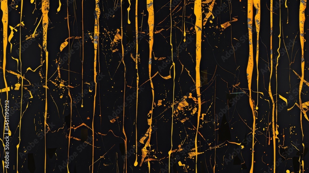 Poster a dynamic and abstract pattern featuring glitchy yellow lines against a dark background. this design