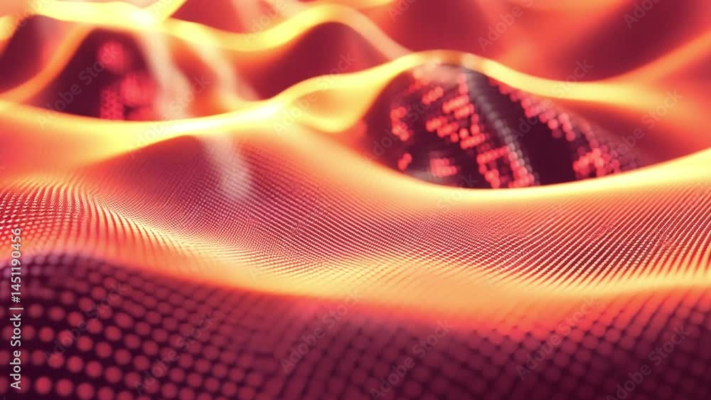 Poster vibrant abstract waves glowing dots and digital technology create movement and energy in dynamic des